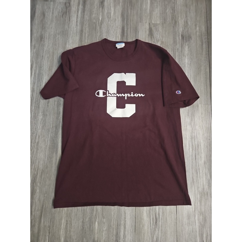 Champion Graphic Shirt Burgundy White Men's Size XL Vintage Y2K